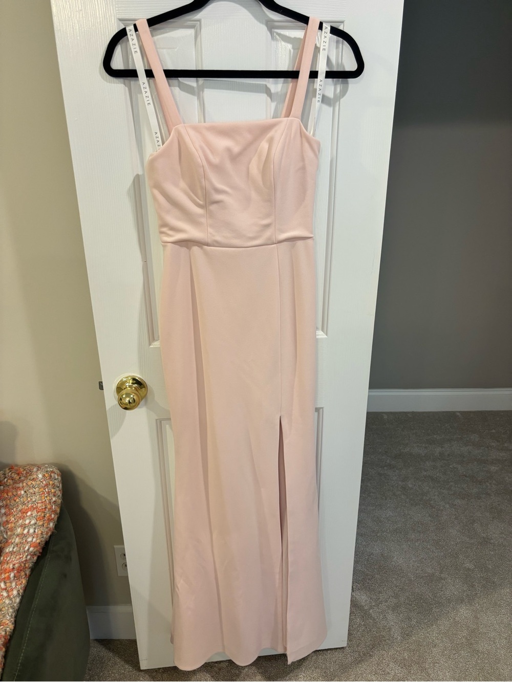 Azazie Pale Pink Maxi Dress with Slit